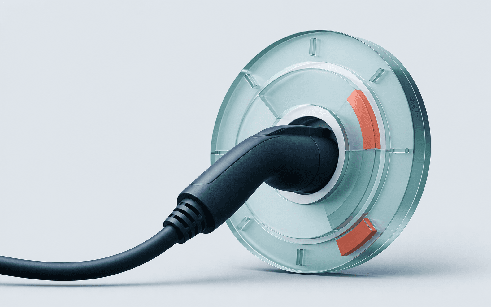 EV charging plug entering a circular true-cost meter